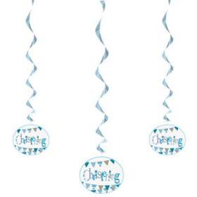 Christening Blue Bunting Party Hanging Swirl