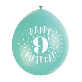 Happy 9th Birthday Latex Balloons 9", pk10