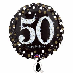 Gold Sparkling Celebration 50th Birthday Standard Foil Balloon