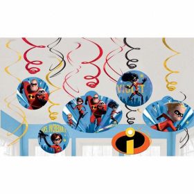 The Incredibles 2 Swirl Decorations, pk12