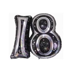 Black 18th SuperShape Holographic Foil Balloon