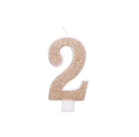Glitz Rose Gold Number 2 Candle