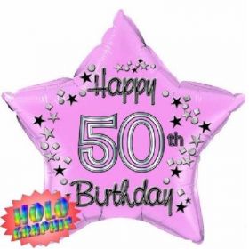Pink Foil Star Age 50 Foil Balloon 22"