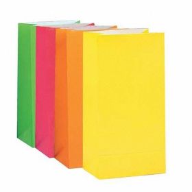 Assorted Neon Paper Party Bags pk10
