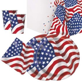 American Flag Tableware Party Pack for 16