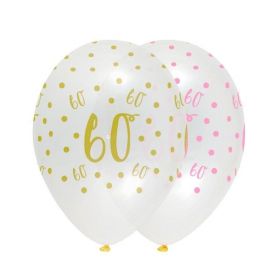 Pink Chic Happy Age 60 Latex Balloons 12'', pk6