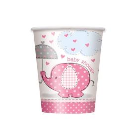 Umbrellaphants Pink 9oz Baby Shower Cups 8pk