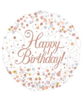 Rose Gold Sparkling Dots Happy Birthday Foil Balloon 18"