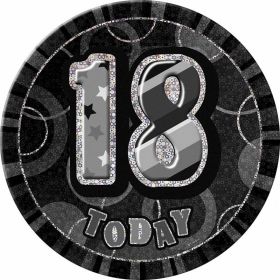 Black Glitz Giant 18th Today Birthday Badge