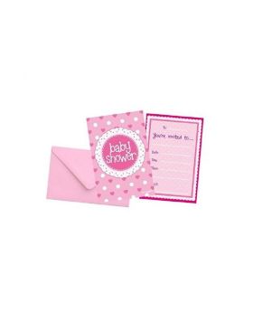 Pink Baby Shower Invitations, pk8