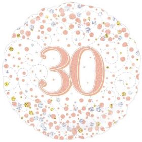 Rose Gold Sparkling Dots 30th Birthday Foil Balloon 18"