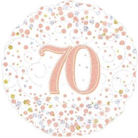 Rose Gold Sparkling Dots 70th Birthday Foil Balloon 18"