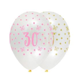 Pink Chic Happy Age 30 Latex Balloons 12'', pk6