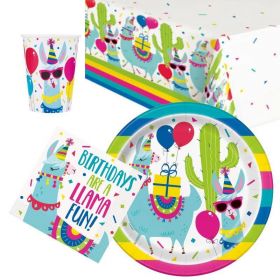 Llama Birthday Tableware Party Pack for 8