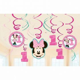 Minnie Mouse Fun to Be One Swirl Decorations, pk12