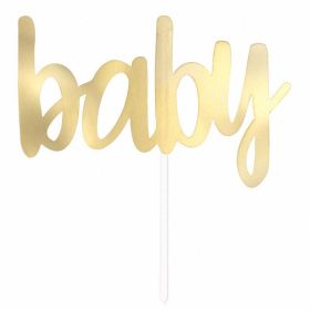 Gold ''Baby'' Cake Topper Pick