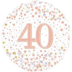 Rose Gold Sparkling Dots 40th Birthday Foil Balloon 18"