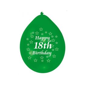 Happy 18th Birthday Mix Colours Latex Balloons, pk10