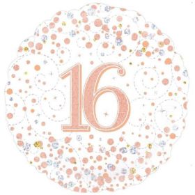 Rose Gold Sparkling Dots 16th Birthday Foil Balloon 18"