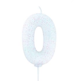 Age 0 Glitter Numeral Moulded Pick Candle Iridescent