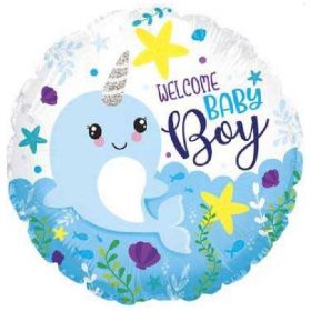Narwhal Baby Boy Foil Balloon 18"