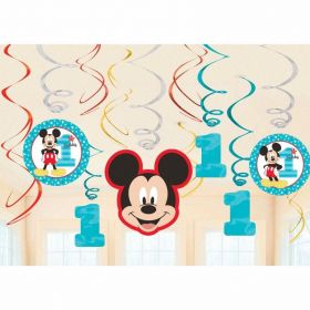 Mickey Mouse Fun to Be One Swirl Decorations, pk12