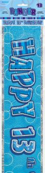 Blue Glitz Age 13 Prismatic Foil Banner 3.6m