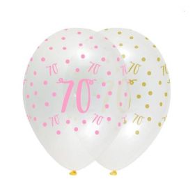 Pink Chic Happy Age 70 Latex Balloons 12'', pk6