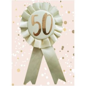 50th Birthday Rose Gold and Cream Rosette
