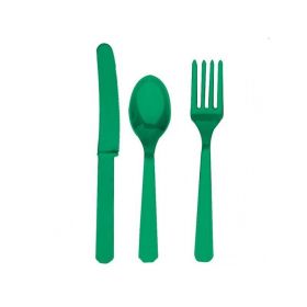 Festive Green Plastic Cutlery