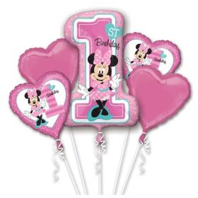 Minnie Mouse 1st Birthday Bouquet Foil Balloons, pk5