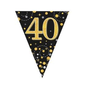 Black & Gold Dots Age 40 Flag Banner 4m