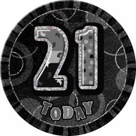 Black Glitz Giant 21st Today Birthday Badge