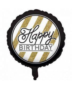 Black & Gold Foil Balloon Happy Birthday