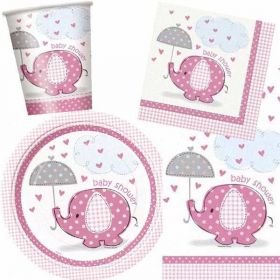  Umbrellaphants Pink Baby Shower Party Pack 