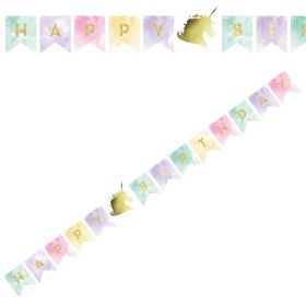 Unicorn Sparkle Foil Stamp Shaped Banner with Twine