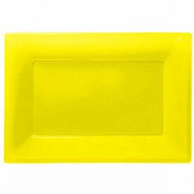 Sunshine Yellow Plastic Serving trays, 3pk