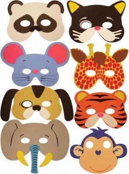 Soft Animal Masks, 8 Assorted