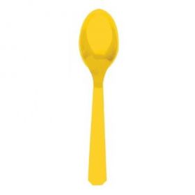 Sunshine Yellow Plastic Spoons pk20