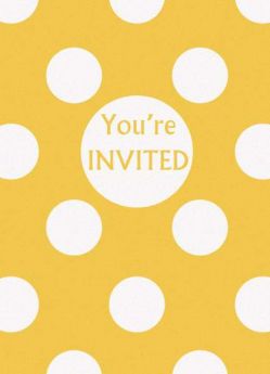 Yellow Polka Dot Party Invitations 8pk