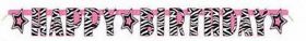 Zebra Passion Happy Birthday Party Jointed Banner